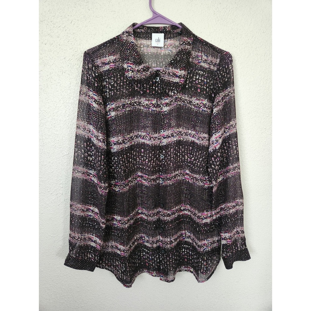 Cabi Paris Sheer Long Sleeve Blouse Top Button-Up Style #3249 Womens Sz S